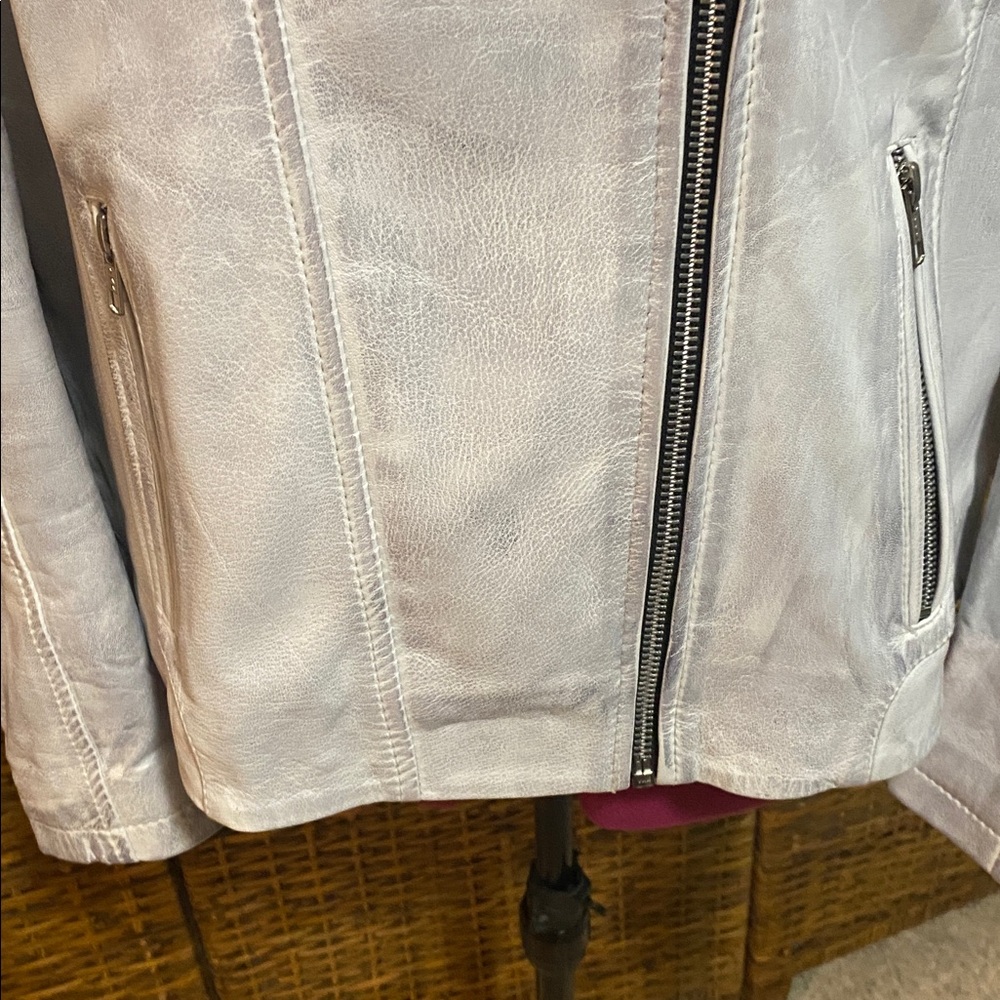EUC Jild New Leather Inn white gray motorcycle biker jacket soft 100% leather XL - Picture 2 of 15